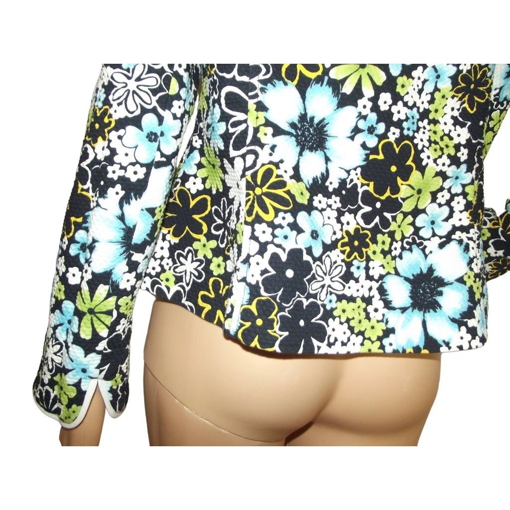Requirements Jacket Size 12 Floral Zip Front Quilted Jacket turquoise blue green - Picture 11 of 12
